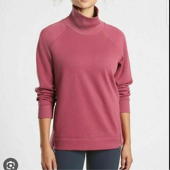 Athleta Cozy Karma Side Zip Funnel Neck Sweatshirt Pink M - Picture 1 of 7